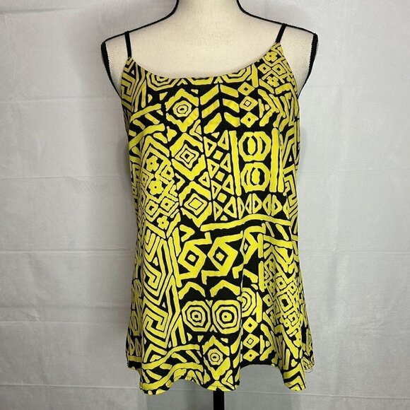 Ya Los Angeles Womens Yellow Black Scoop Neck Low Back Tank Top Sz M - Picture 2 of 8